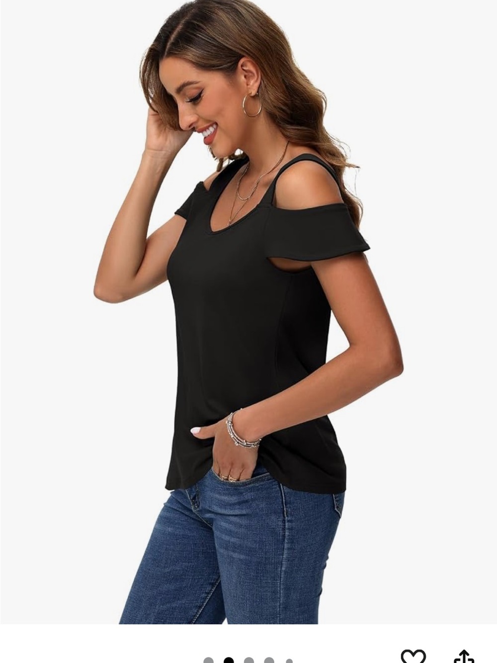 New With Tags Cold-Shoulder V-Neck Women's Top - Black XL